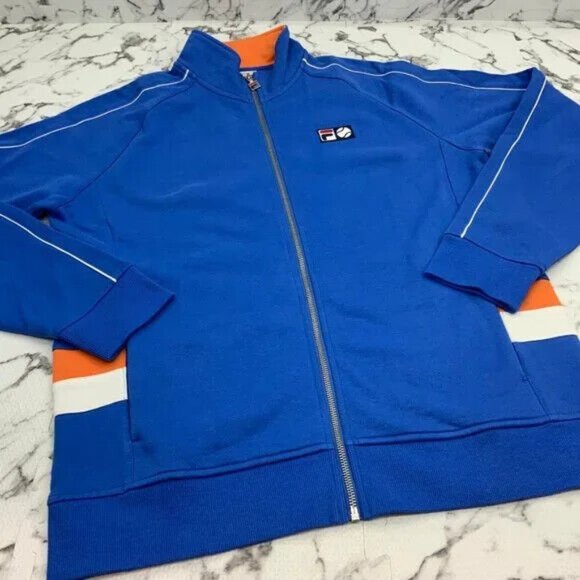 Men’s Fila Blue | Peach | White Pipping Organic Fleece Casual Tracksuits NWT - Picture 3 of 3